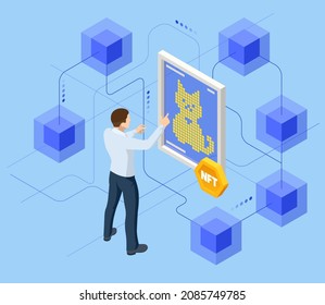 Isometric NFT Non-fungible token is a unique and non-interchangeable unit of data stored on a digital ledger blockchain. Digital art NFTs, generative art