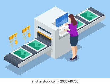 Isometric NFT Non-fungible token is a unique and non-interchangeable unit of data stored on a digital ledger blockchain. Digital art NFTs, generative art