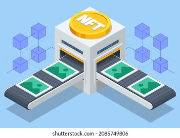 Isometric NFT Non-fungible token is a unique and non-interchangeable unit of data stored on a digital ledger blockchain. Digital art NFTs, generative art