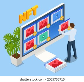 Isometric NFT Non-fungible token is a unique and non-interchangeable unit of data stored on a digital ledger blockchain. Digital art NFTs, generative art