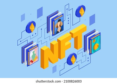 Isometric NFT Non-fungible token is a unique and non-interchangeable unit of data stored on a digital ledger blockchain. Digital art NFTs, generative art