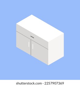 Isometric nightstand for decoration house. 3d home object. Vector illustration concept