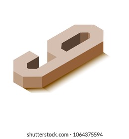 Isometric nine brown icon, 3d character with shadow, vector eps10
