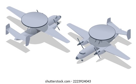 Isometrisches Northrop Grumman E-2 Hawkeye ist ein amerikanisches, allwetterfähiges, transportfähiges, taktisches Luftfahrzeug, das im Frühwarnsystem der Luft gewarnt wird. , Flugfrüherkennung und -kontrolle.