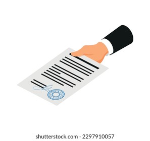 Isometric notary composition with isolated notarial icons on blank background vector illustration