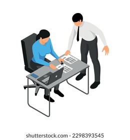 Isometric notary composition with isolated notarial icons on blank background vector illustration