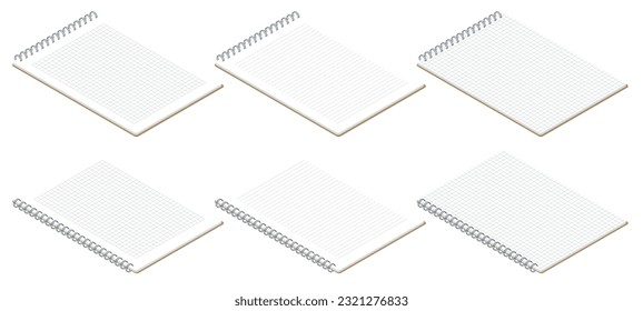 Isometric Notebook mockup, school notebook, Blank mock up