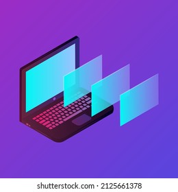 Isometric Notebook Vector illustration, with gradient color 