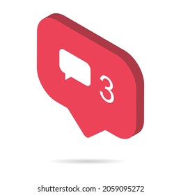  isometric notification symbol for application . Web app button for social media. Vector illustration icon .