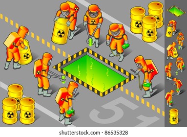 Isometric Nuclear Area With Six Man At Work