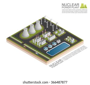 Isometric Nuclear power plant, vecor