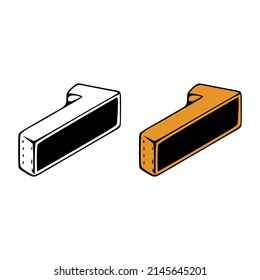 Isometric number 1 doodle vector illustration on white background. Number one clip art.