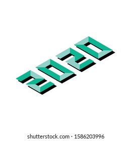 Isometric number 2020. Vector illustration