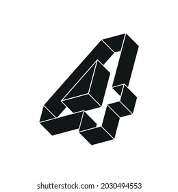 Isometric number 4. Vector illustration