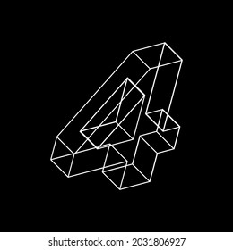 Isometric number 4. Vector illustration