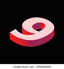 número isométrico 9. Ilustración vectorial. Fondo negro