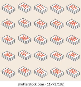 Isometric Numbers 75 To 99 On Stack Of Paper