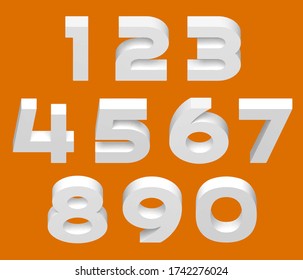 Isometric numbers. Set of three-dimensional letters. Learn math. Statistics visualization