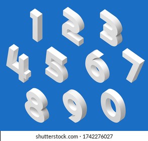 Isometric numbers. Set of three-dimensional letters. Learn math. Statistics visualization