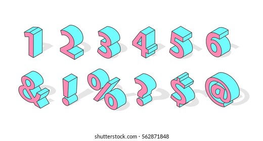 Isometric numbers vector isolated.