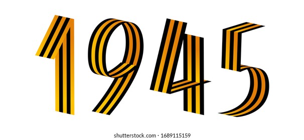 Isometric numers 1945 from George's ribbon. May 9 Russian holiday of victory. 75th anniversary of the end of the great Patriotic War in Russia (USSR).