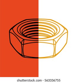 Isometric nut drawing vector editable