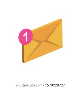 Isometric nvelope icon design, Email mail message letter marketing communication card and document theme Vector illustration