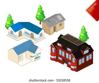 Isometric Objects Vector. Isometric Series. Compose Your Own World Easily with Isometric Works.