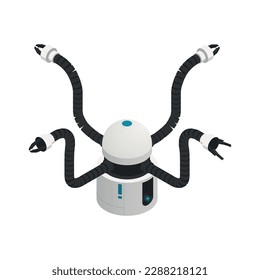bio-robot de pulpo isométrico con cámara 3d vectorial
