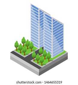 isometric office building architecture design three