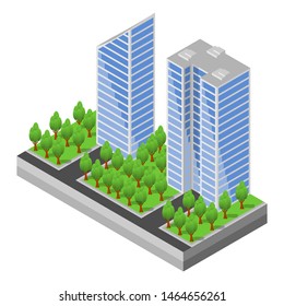 isometric office building architecture design four