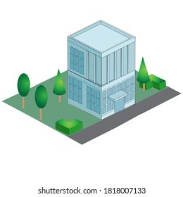 Isometric Office Building and Icon