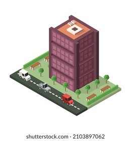 Isometric office building on a background