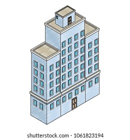 Isometric office building scribble