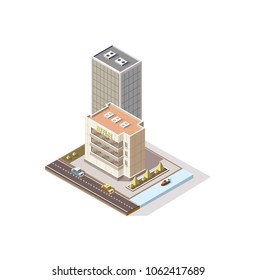 isometric office building vector illustration