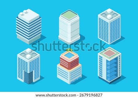 Isometric Office Building Vector Set
