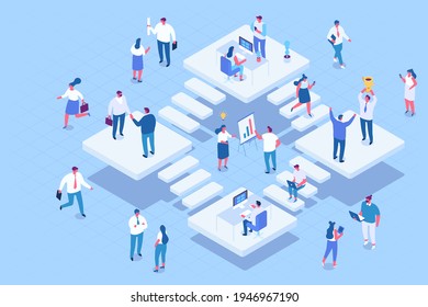 Isometric office people vector set. Office life. Business people, Teamwork. 