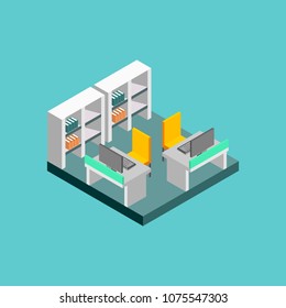 Isometric Office Room Illustration