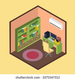 Isometric Office Room Illustration