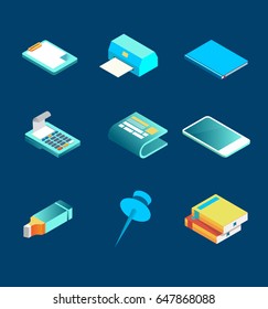 Isometric office supplies Icon