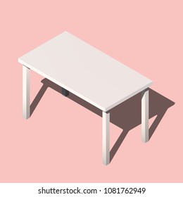 Isometric office table. Modern workplace vector. 3d illustration