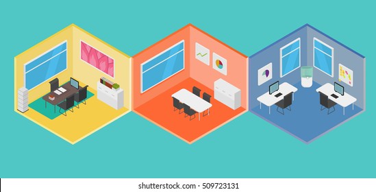 Isometric Office vector illustration