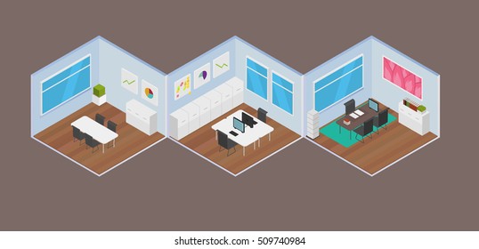 Isometric Office vector illustration