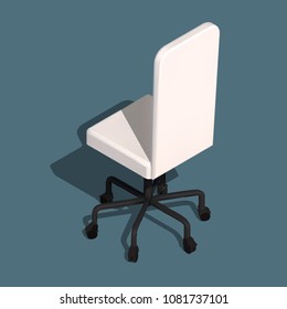 Isometric Office Wheelchair. Modern Workplace Design, Vector. Minimalistic Chair 3d Illustration