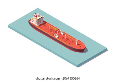 Isometric oil crude carrier vessel. Low poly tanker ship. Vector illustrator. Collection