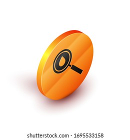 Isometric Oil drop icon aislado en fondo blanco. Exploración geológica, investigación geológica. Botón de círculo naranja. Ilustración vectorial