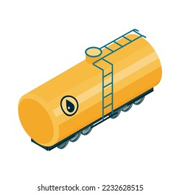 Isometric oil industry workers composition with industrial image on blank background vector illustration