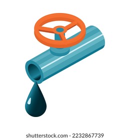 Isometric oil industry workers composition with industrial image on blank background vector illustration