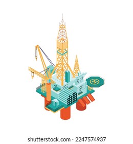 Isometric oil platform icon on white background 3d vector illustration