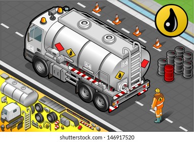 Isometric Oil Tank Truck Foreman. 